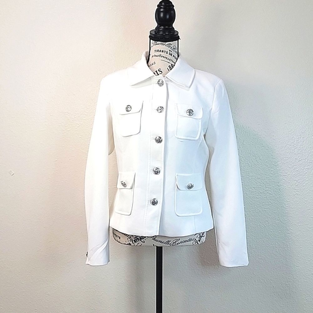 NWT KARL LAGERFELD WHITE BUTTON DOWN BLAZER JACKET